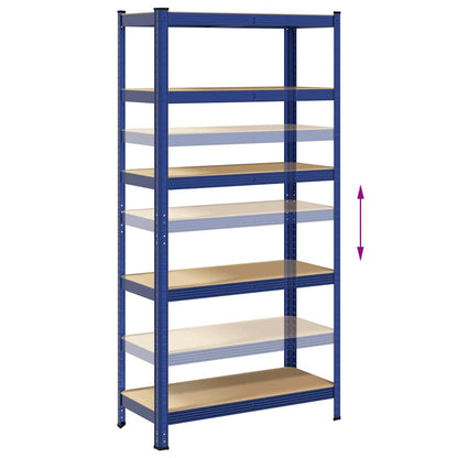 vidaXL Étagère de rangement à 5 niveaux Bleu Acier et bois ingénierie