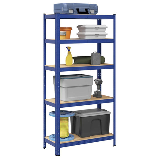 vidaXL Étagère de rangement à 5 niveaux Bleu Acier et bois ingénierie