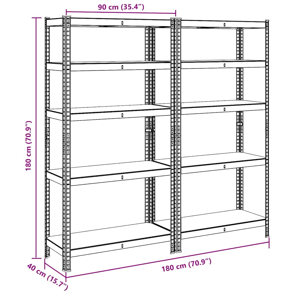 vidaXL Étagères de rangement à 5 niveaux 2 pcs Bleu Acier et bois