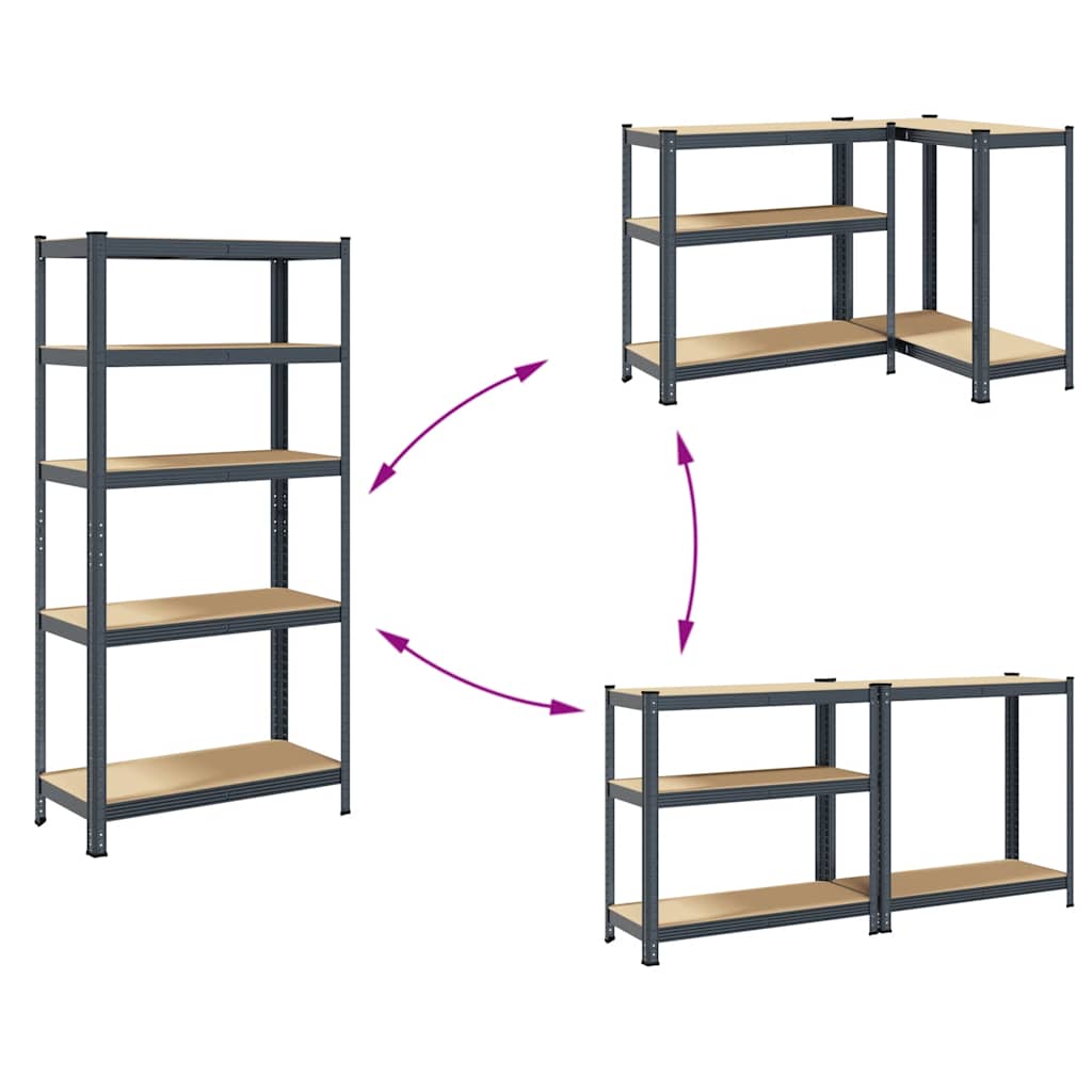 vidaXL Étagère de rangement 5 niveaux Anthracite Acier bois ingénierie