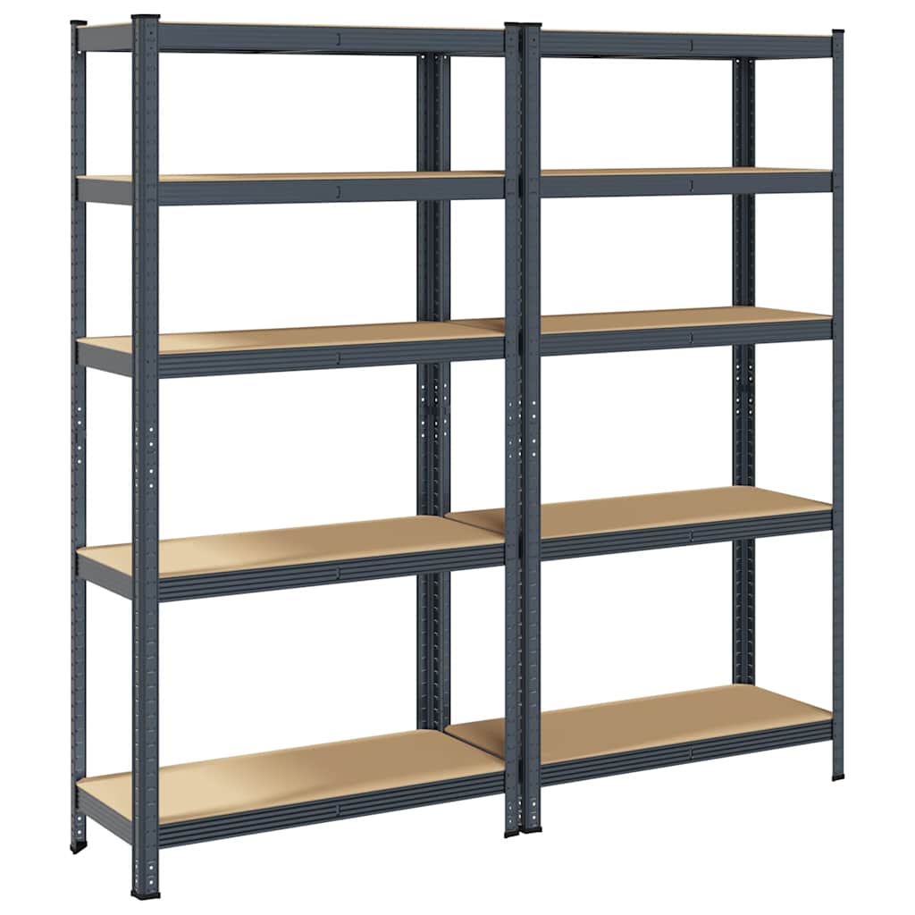 vidaXL Étagères de rangement 5 niveaux 2 pcs Anthracite Acier et bois