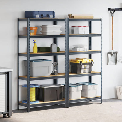 vidaXL Étagères de rangement 5 niveaux 2 pcs Anthracite Acier et bois