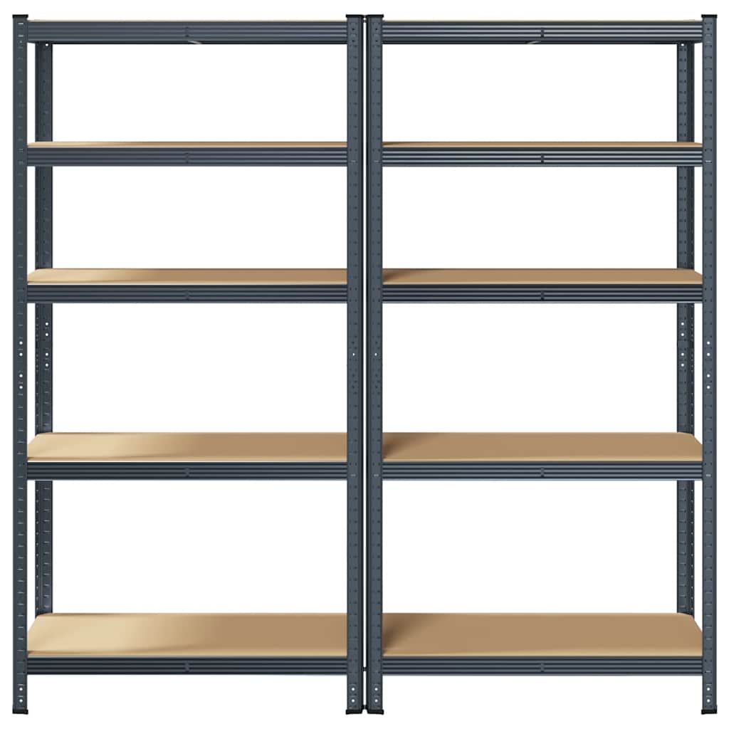 vidaXL Étagères de rangement 5 niveaux 2 pcs Anthracite Acier et bois
