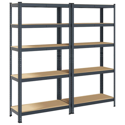 vidaXL Étagères de rangement 5 niveaux 2 pcs Anthracite Acier et bois