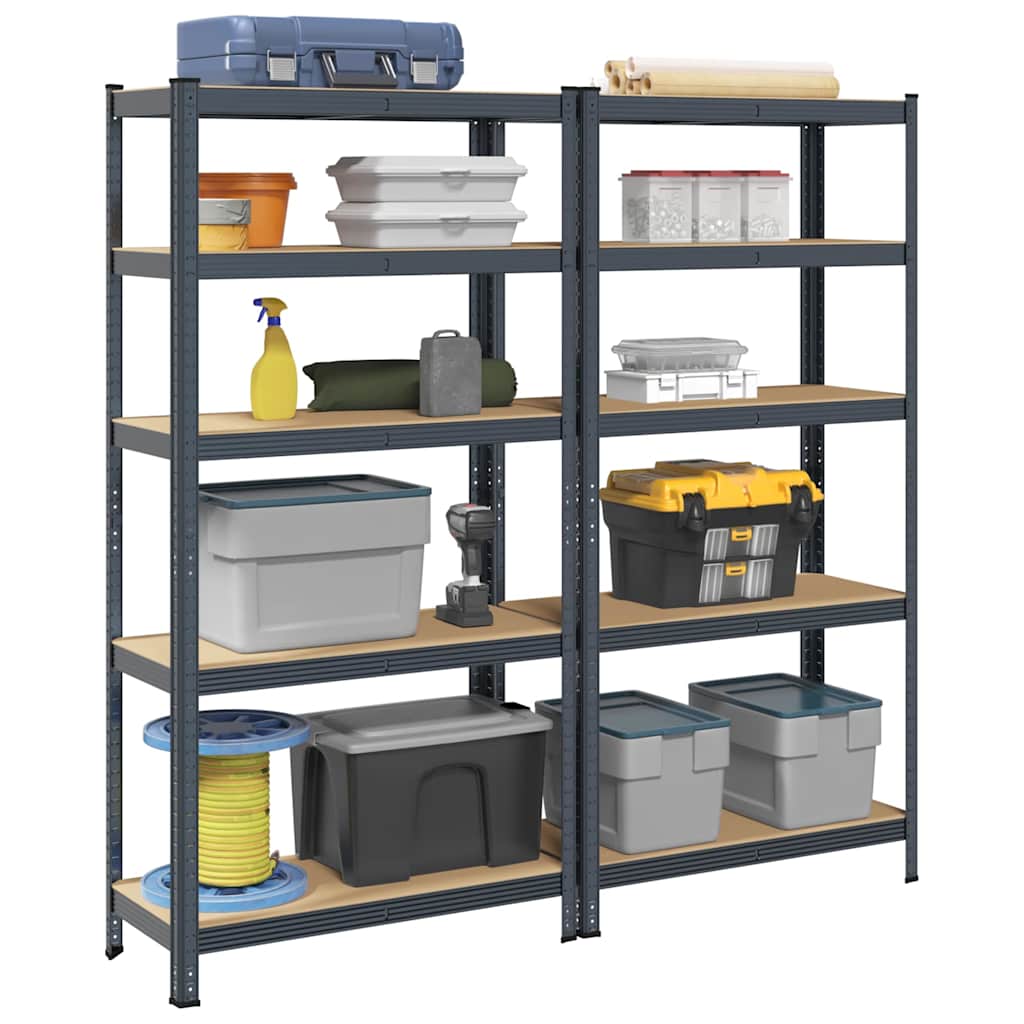 vidaXL Étagères de rangement 5 niveaux 2 pcs Anthracite Acier et bois