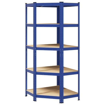 vidaXL Étagère d'angle à 5 niveaux Bleu Acier et bois d'ingénierie
