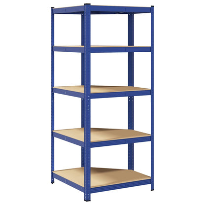 vidaXL Étagère d'angle à 5 niveaux Bleu Acier et bois d'ingénierie