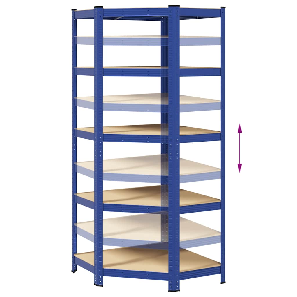 vidaXL Étagère d'angle à 5 niveaux Bleu Acier et bois d'ingénierie