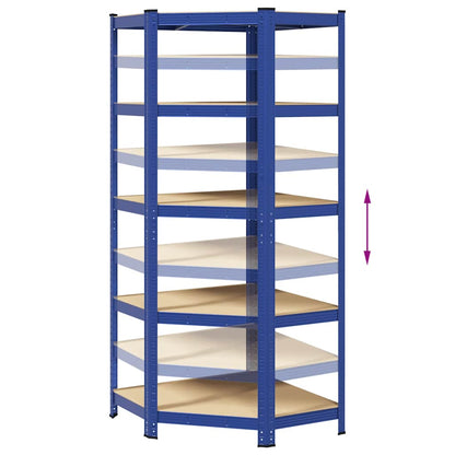 vidaXL Étagère d'angle à 5 niveaux Bleu Acier et bois d'ingénierie