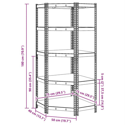 vidaXL Étagère d'angle à 5 niveaux Bleu Acier et bois d'ingénierie