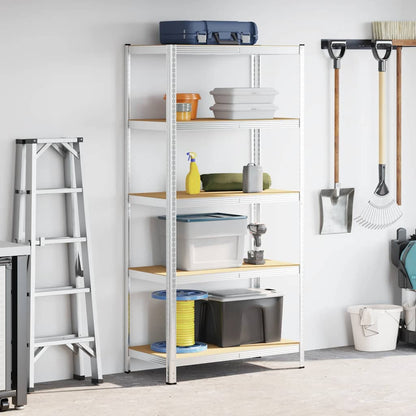 vidaXL Étagère de rangement 5 niveaux Argenté Acier et bois ingénierie