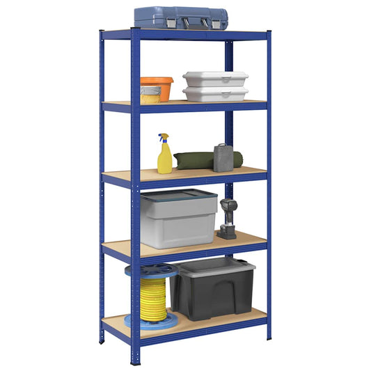 vidaXL Étagère de rangement à 5 niveaux Bleu Acier et bois ingénierie