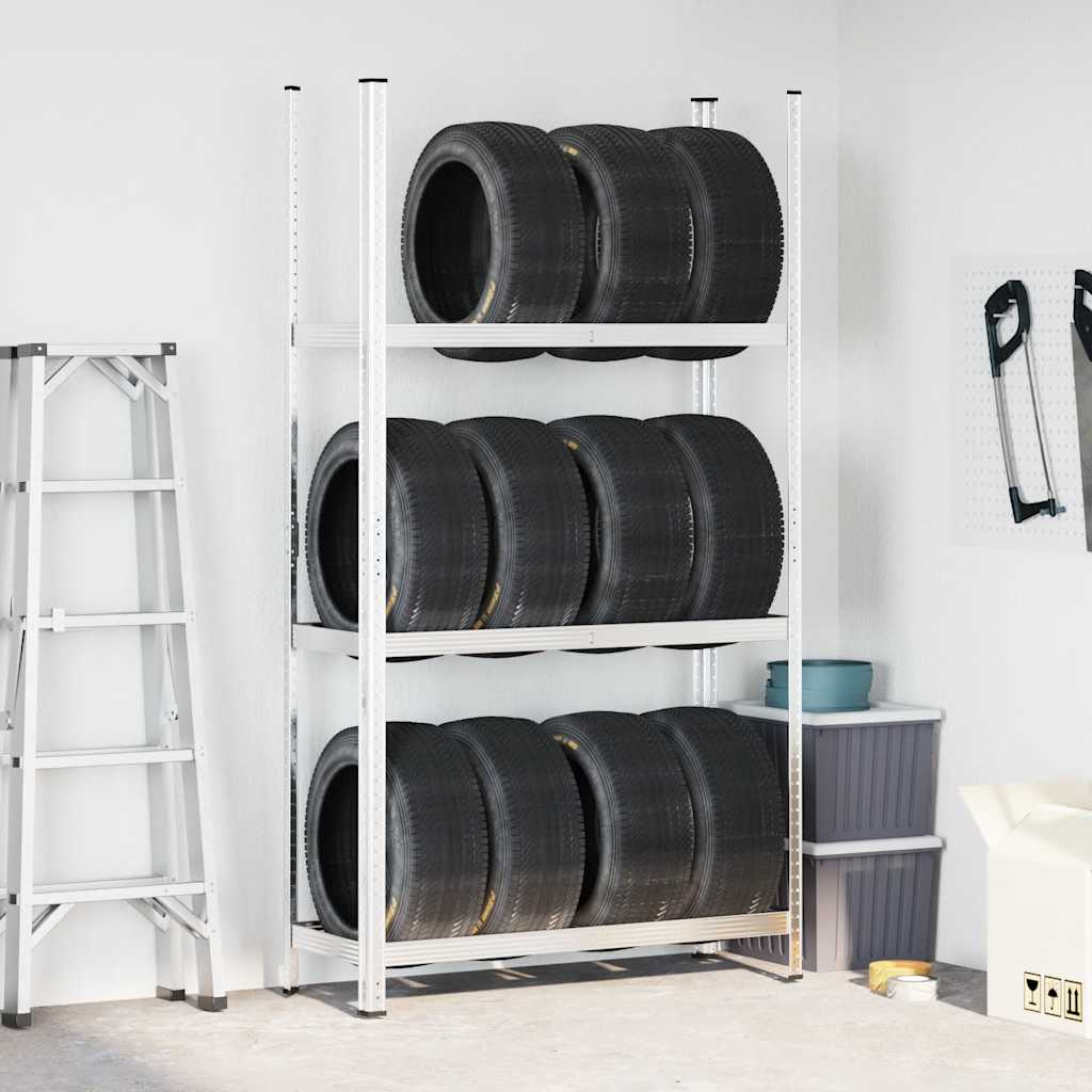 vidaXL Étagère à pneus à 3 niveaux argent 110x40x200 cm acier