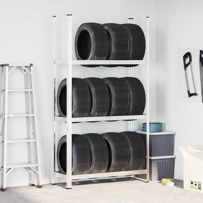 vidaXL Étagère à pneus à 3 niveaux argent 110x40x200 cm acier