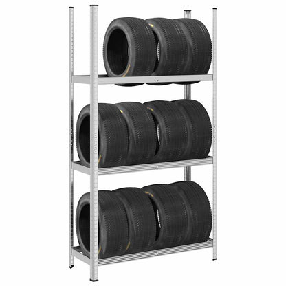 vidaXL Étagère à pneus à 3 niveaux argent 110x40x200 cm acier