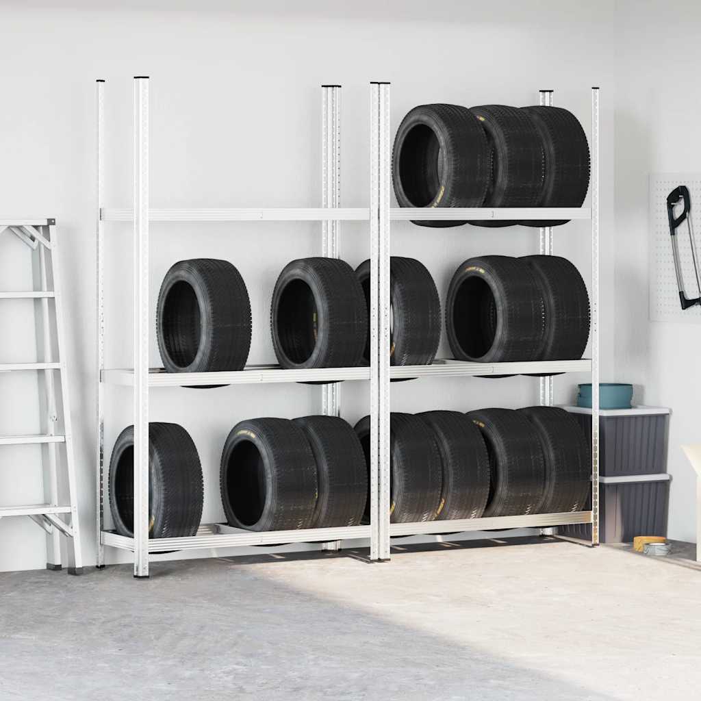 vidaXL Étagère à pneus à 3 niveaux 2 pcs argenté 110x40x200 cm acier
