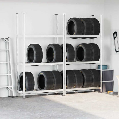 vidaXL Étagère à pneus à 3 niveaux 2 pcs argenté 110x40x200 cm acier