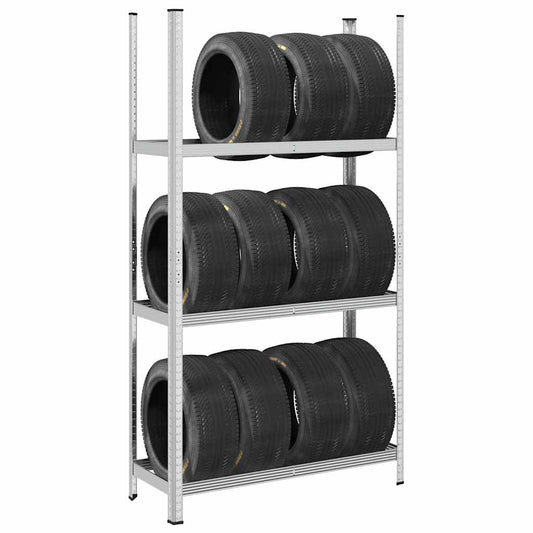vidaXL Étagère à pneus à 3 niveaux 2 pcs argenté 110x40x200 cm acier