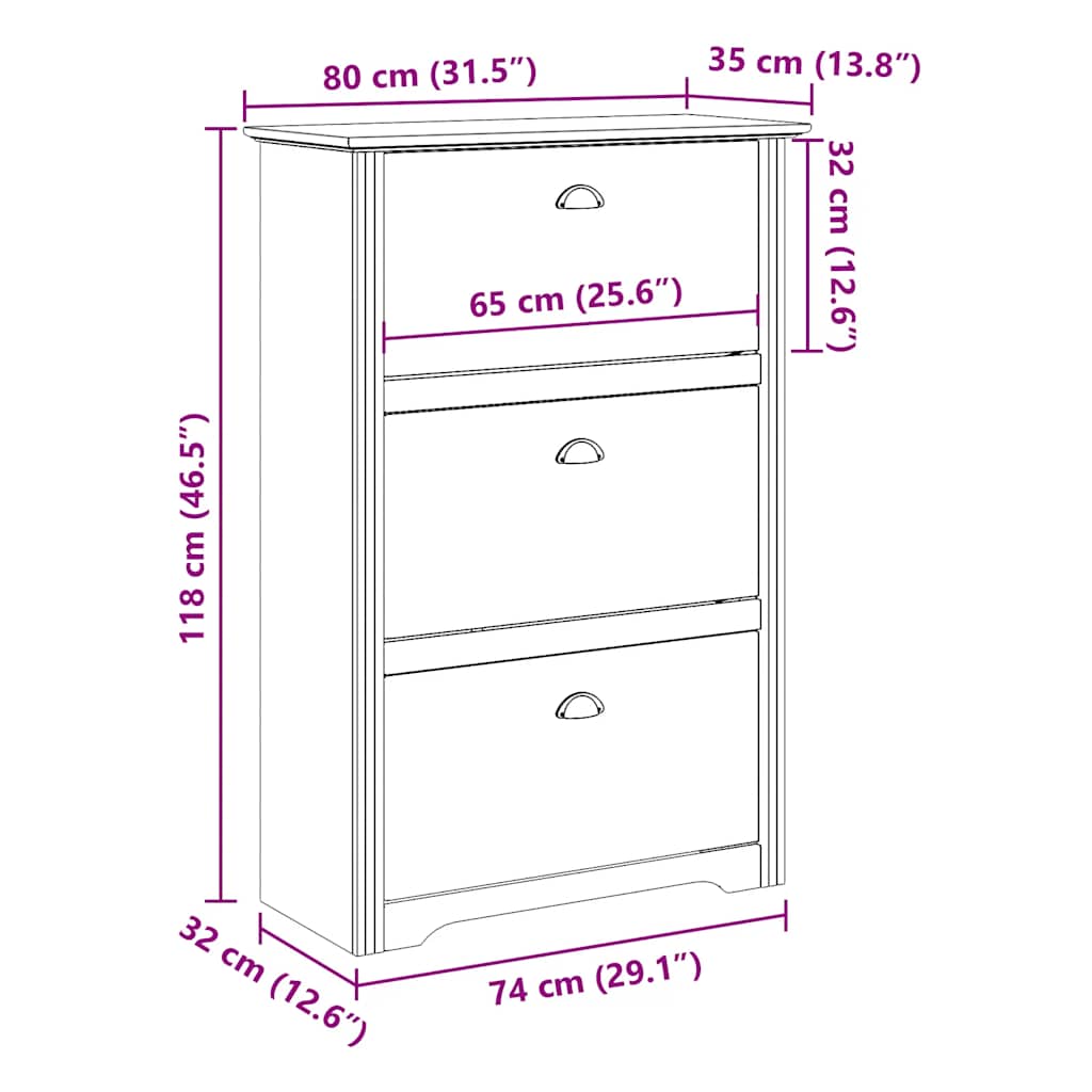 VidaXL Étagère à chaussures BODO blanc 80x35x118 cm