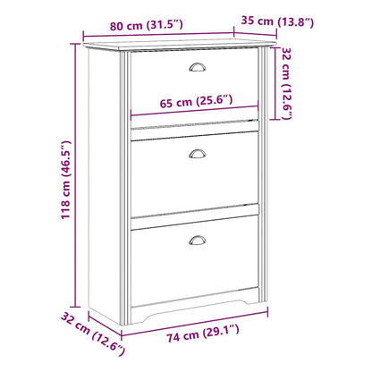 VidaXL Étagère à chaussures BODO blanc 80x35x118 cm