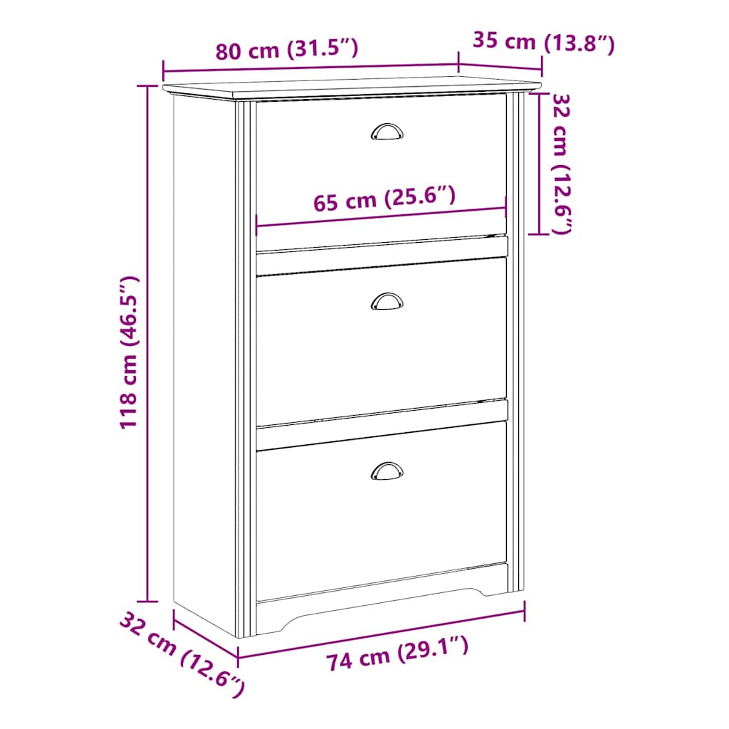 VidaXL Étagère à chaussures BODO blanc et marron 80x35x118 cm