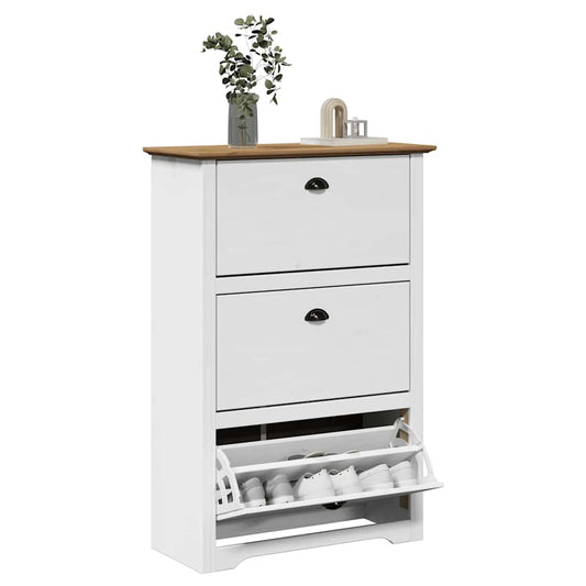 VidaXL Étagère à chaussures BODO blanc et marron 80x35x118 cm