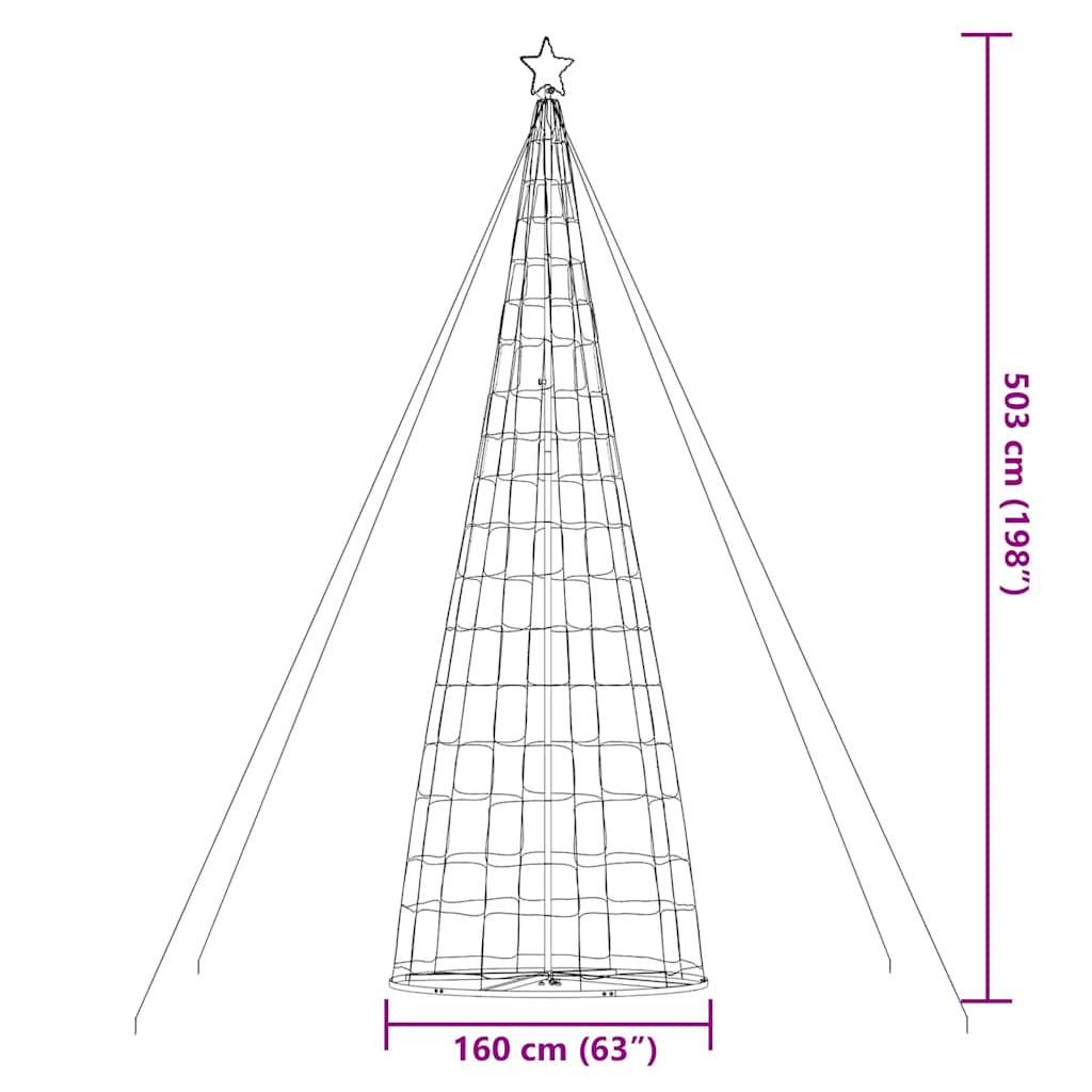 vidaXL Arbre de Noël lumineux conique 1534 LED bleu 503 cm