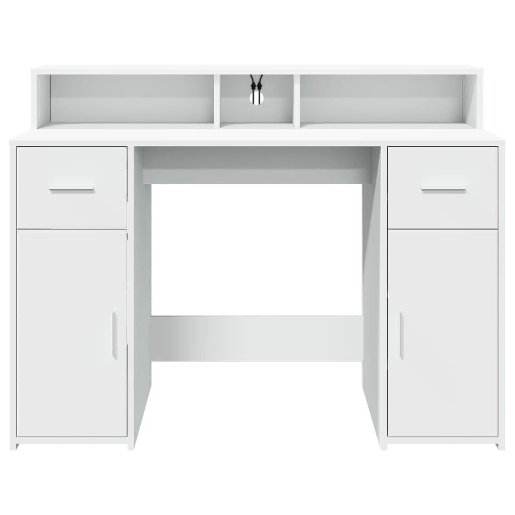 vidaXL Bureau avec lumières LED blanc 120x55x91 cm bois d'ingénierie