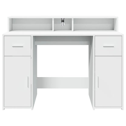 vidaXL Bureau avec lumières LED blanc 120x55x91 cm bois d'ingénierie