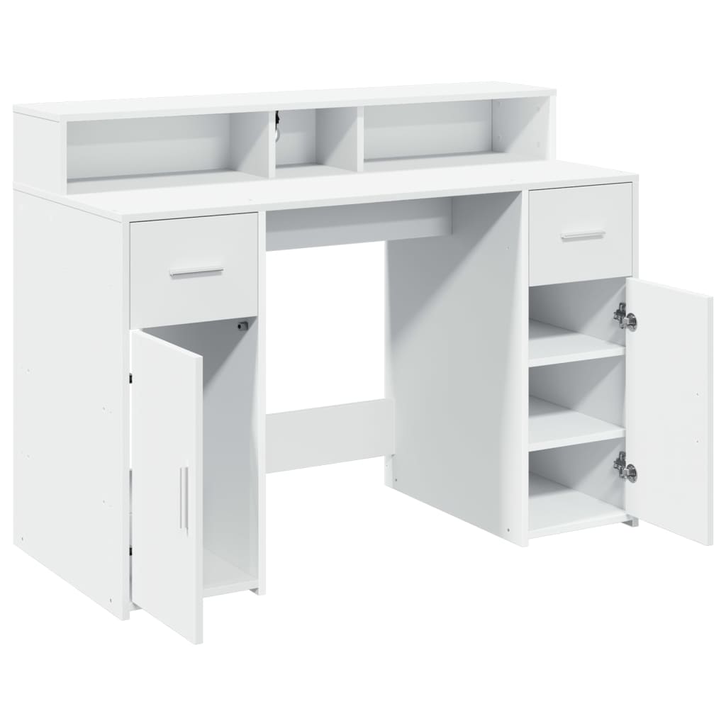vidaXL Bureau avec lumières LED blanc 120x55x91 cm bois d'ingénierie