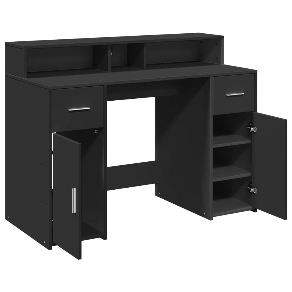 vidaXL Bureau avec lumières LED noir 120x55x91 cm bois d'ingénierie