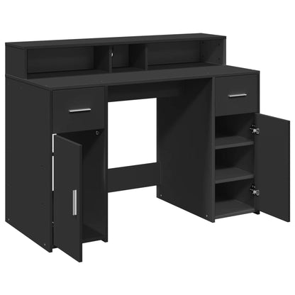 vidaXL Bureau avec lumières LED noir 120x55x91 cm bois d'ingénierie