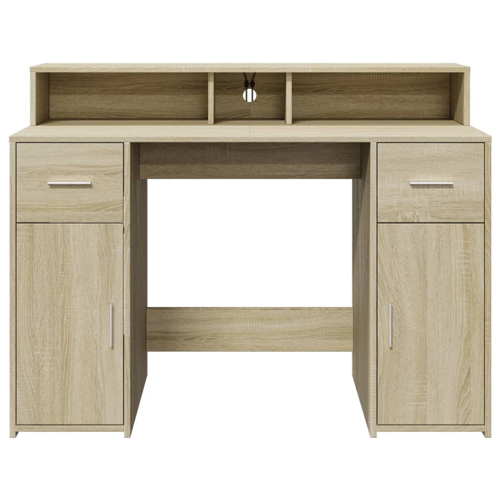 vidaXL Bureau avec lumières LED chêne sonoma bois d'ingénierie