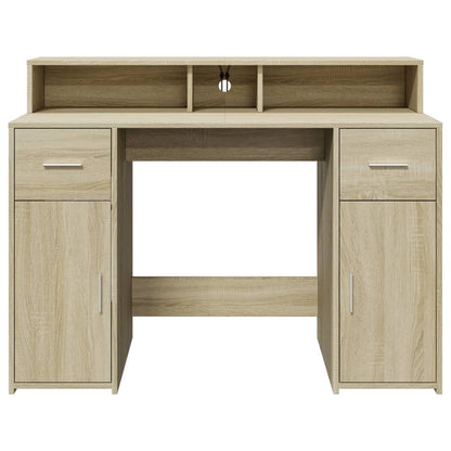 vidaXL Bureau avec lumières LED chêne sonoma bois d'ingénierie