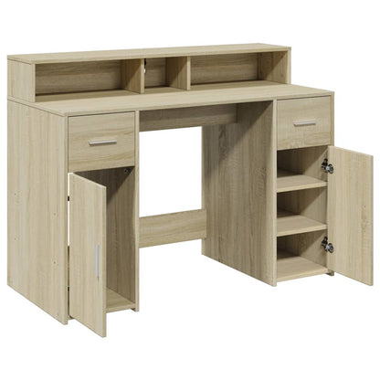 vidaXL Bureau avec lumières LED chêne sonoma bois d'ingénierie