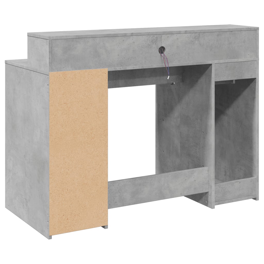 vidaXL Bureau et lumières LED gris béton 120x55x91cm bois d'ingénierie