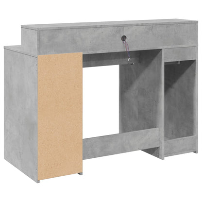vidaXL Bureau et lumières LED gris béton 120x55x91cm bois d'ingénierie