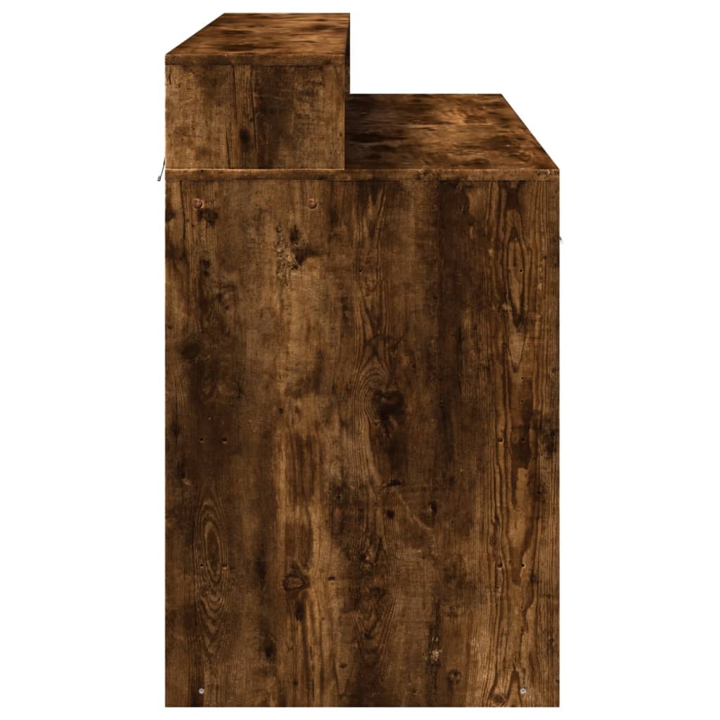 vidaXL Bureau et lumières LED chêne fumé 120x55x91cm bois d'ingénierie