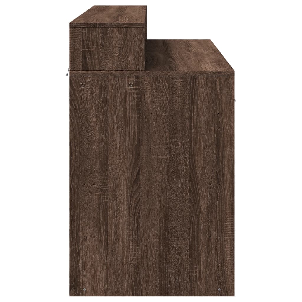 vidaXL Bureau et lumières LED chêne marron bois d'ingénierie