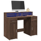 vidaXL Bureau et lumières LED chêne marron bois d'ingénierie