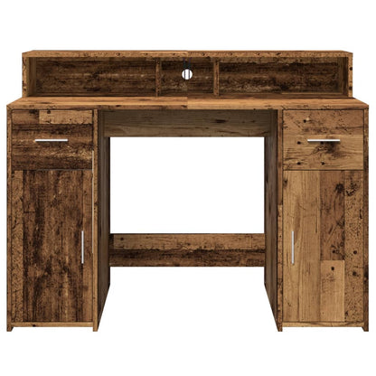 vidaXL Bureau avec lumières LED vieux bois bois d'ingénierie