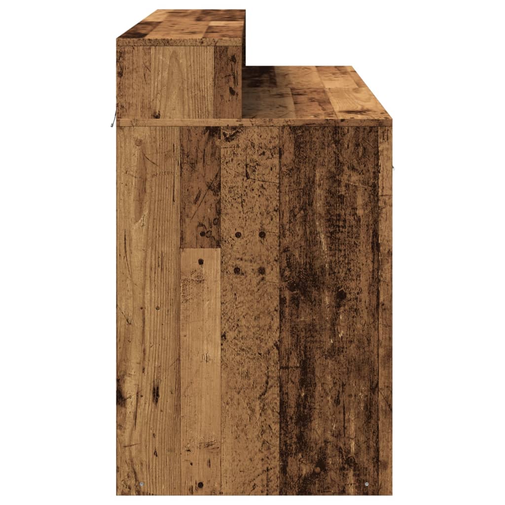 vidaXL Bureau avec lumières LED vieux bois bois d'ingénierie
