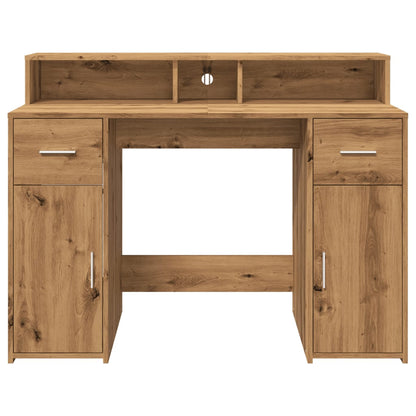 vidaXL Bureau avec lumières LED chêne artisanal bois d'ingénierie