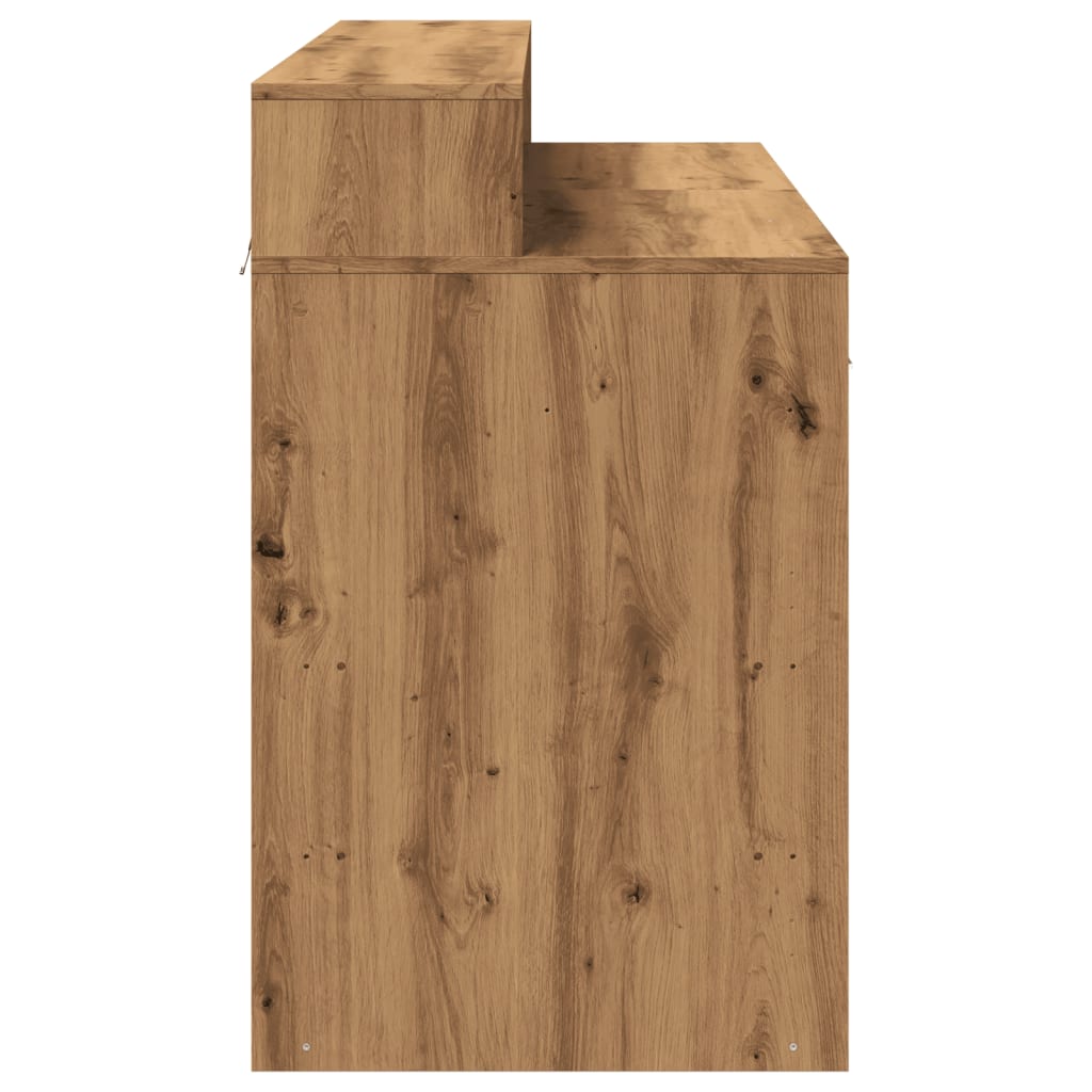 vidaXL Bureau avec lumières LED chêne artisanal bois d'ingénierie
