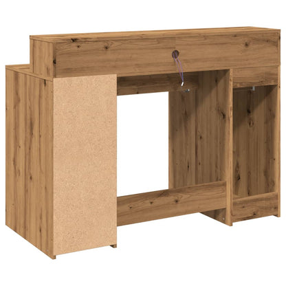 vidaXL Bureau avec lumières LED chêne artisanal bois d'ingénierie