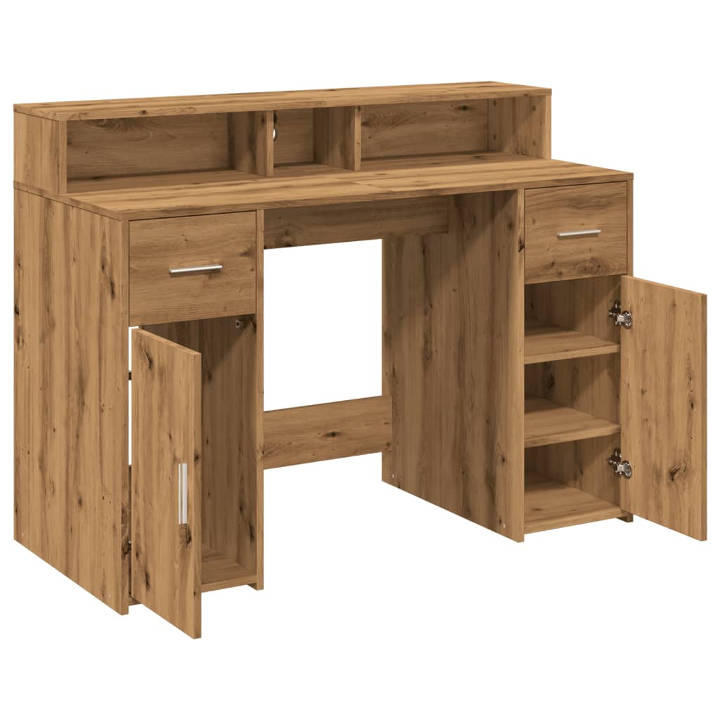 vidaXL Bureau avec lumières LED chêne artisanal bois d'ingénierie