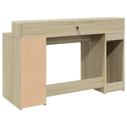 vidaXL Bureau avec lumières LED chêne sonoma bois d'ingénierie