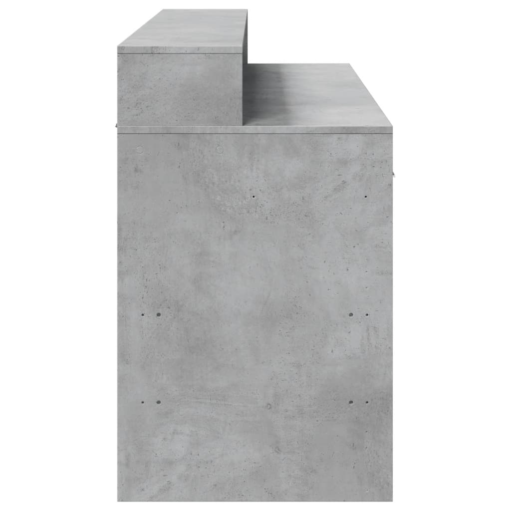 vidaXL Bureau et lumières LED gris béton 140x55x91cm bois d'ingénierie