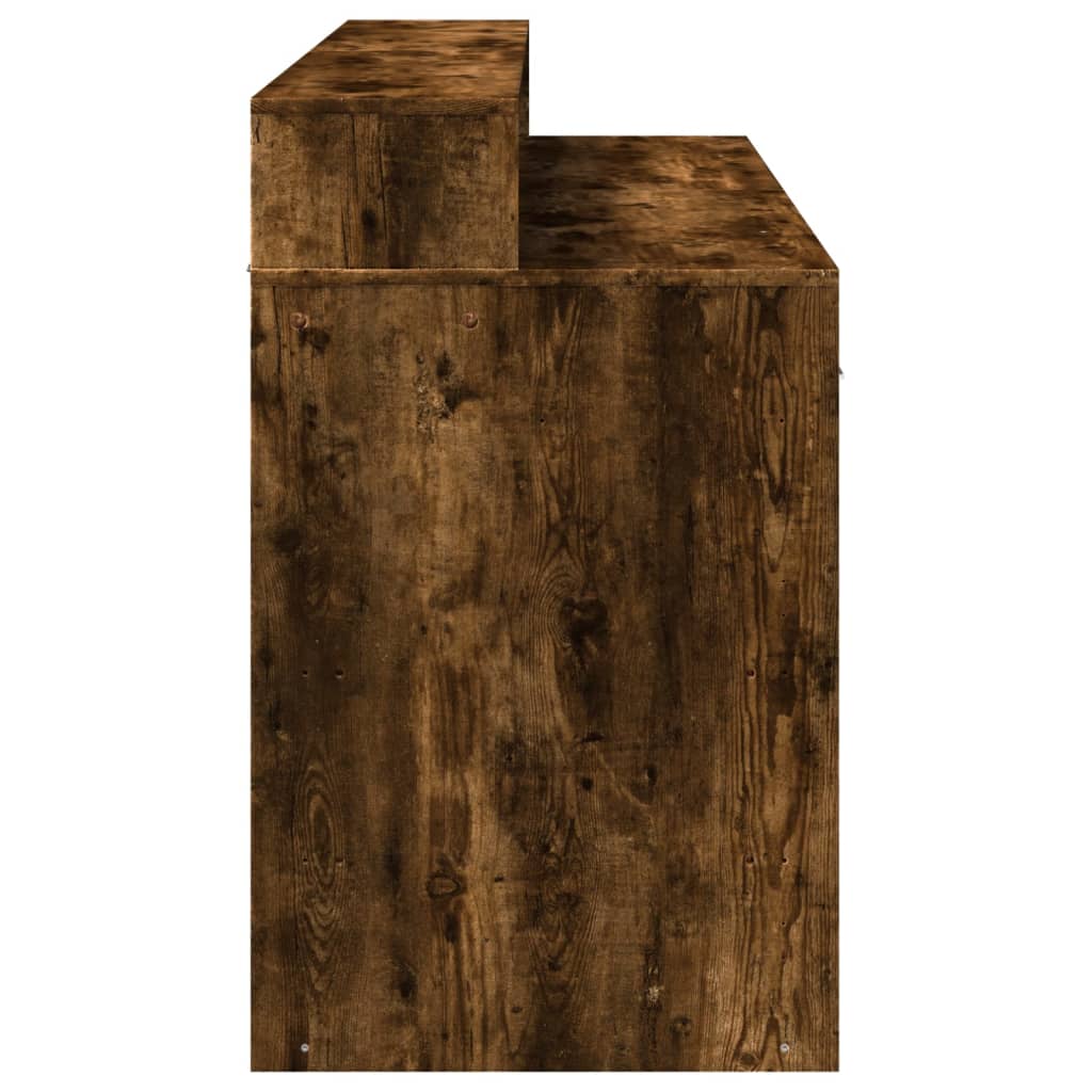 vidaXL Bureau et lumières LED chêne fumé 140x55x91cm bois d'ingénierie