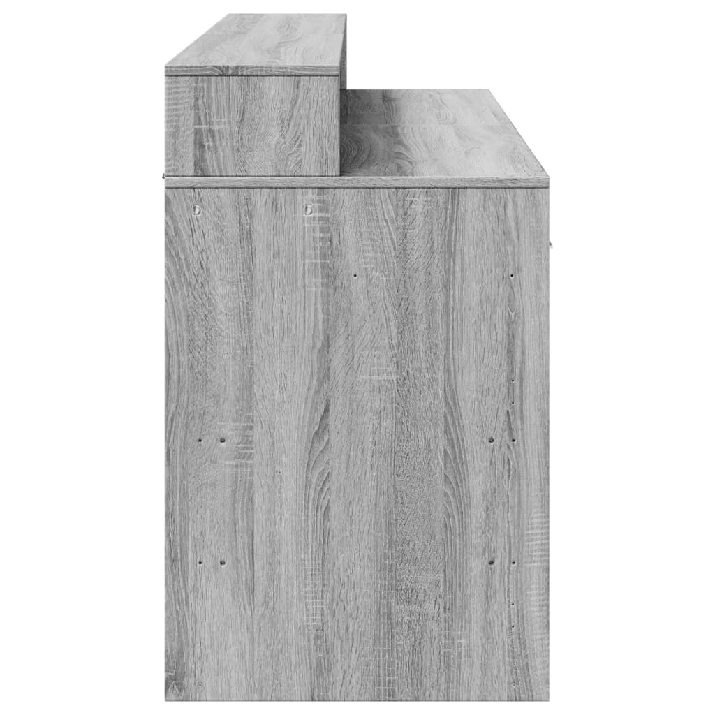 vidaXL Bureau et lumières LED sonoma gris 140x55x91 cm bois ingénierie